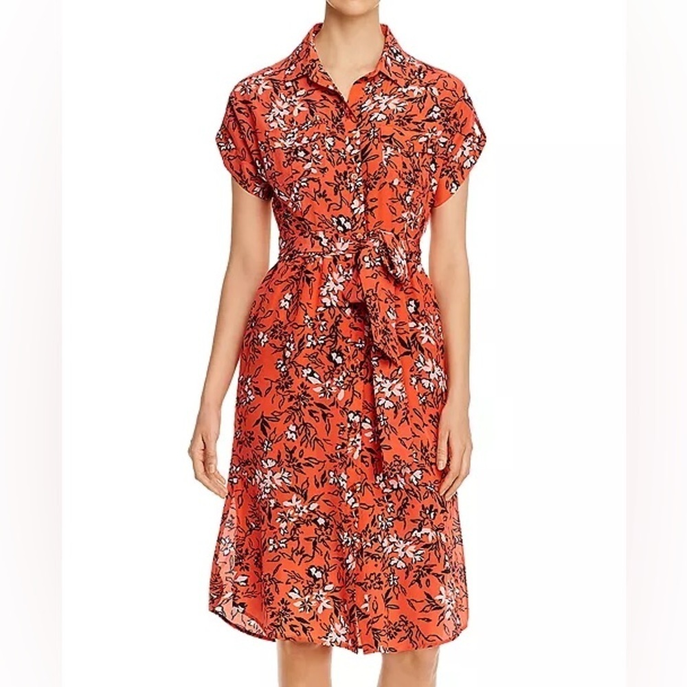 Yumi Kim Orange Floral Midi Shirt Dress